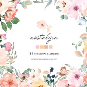 watercolor floral clipart - blush pink florals clipart - delicate flowers - summer flowers clipart - dainty flowers - coquette flowers png