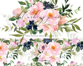 watercolor wedding flowers clipart - blush pink flowers clipart - pink peony clipart - romantic florals - summer clipart - wedding decor png