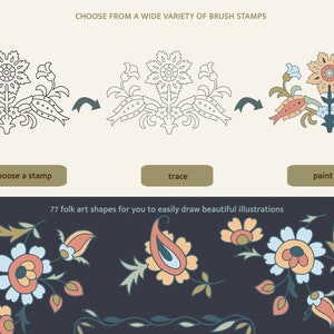 Folk Art Procreate Brushes - Floral Folk Stamps - Botanical Stamps ...