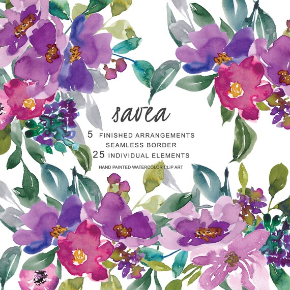 La Romantique* Blush Flowers Clipart Watercolor Romantic Florals Elements Hand Painted Wedding Decor #S66