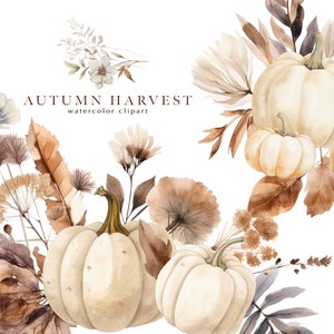 watercolor premade clipart - autumn clipart - autumnal berries clipart - watercolor fall clipart -  pumpkin wreaths wedding decor png