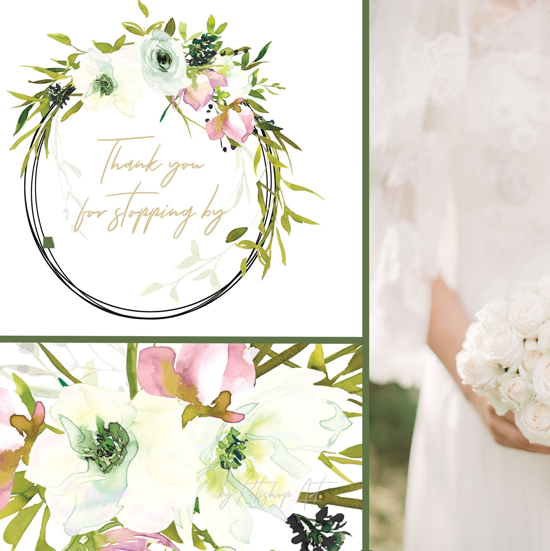 Hand bemalt Aquarell erröten und weiße Rose Clipart Floral | Etsy