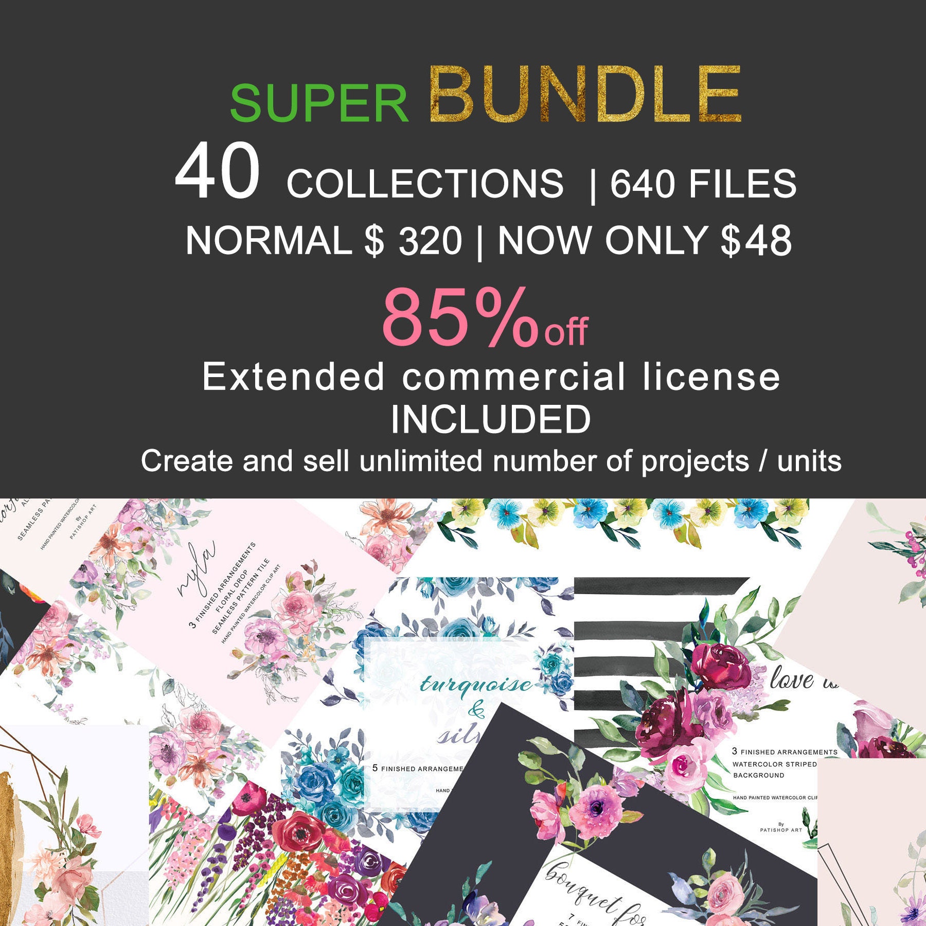 Clipart Bundle - 85% off 40 listings BUNDLE Extended Commercial Licen…