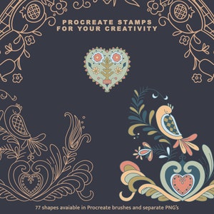 Folk Art Procreate Brushes - Floral Folk Stamps - Botanical Stamps ...