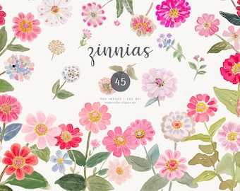 colorful flower clipart png, watercolor floral bouquet set, spring wildflower illustrations, cottagecore garden clip art, instant download