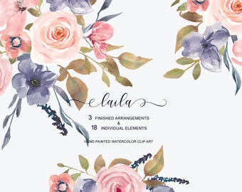 watercolor flowers, floral clipart, flower clipart, rose clipart, wedding clipart, watercolor bouquet, flower bouquet, handpainted flowers