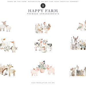 Watercolor Farm Animal Clipart Bundle - Nursery Clipart - Goose Png ...