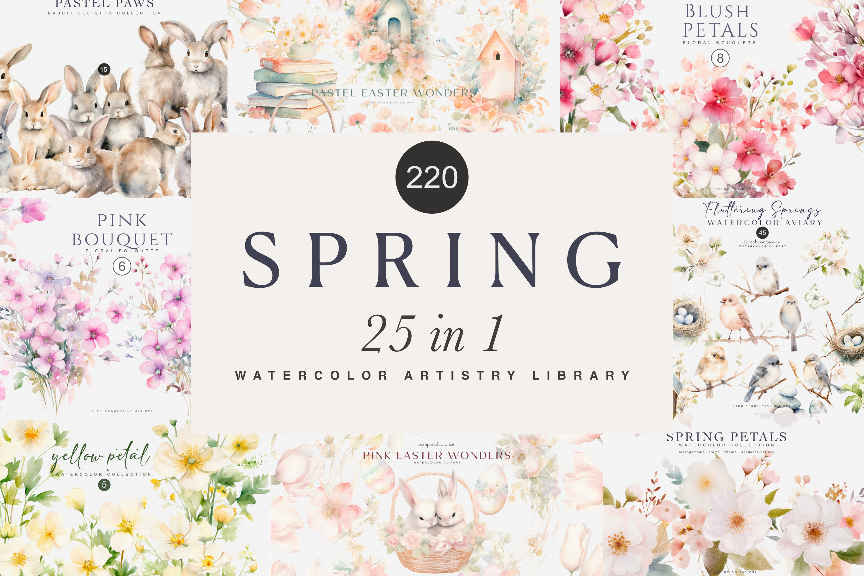 Spring Flowers Clipart Bundle - Floral Clipart Bundle - Watercolor ...