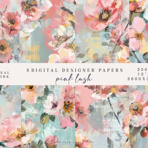 8  floral seamless patterns - floral background preppy summer flower patterns -  preppy patterns - hand painted florals - fabric design jpeg