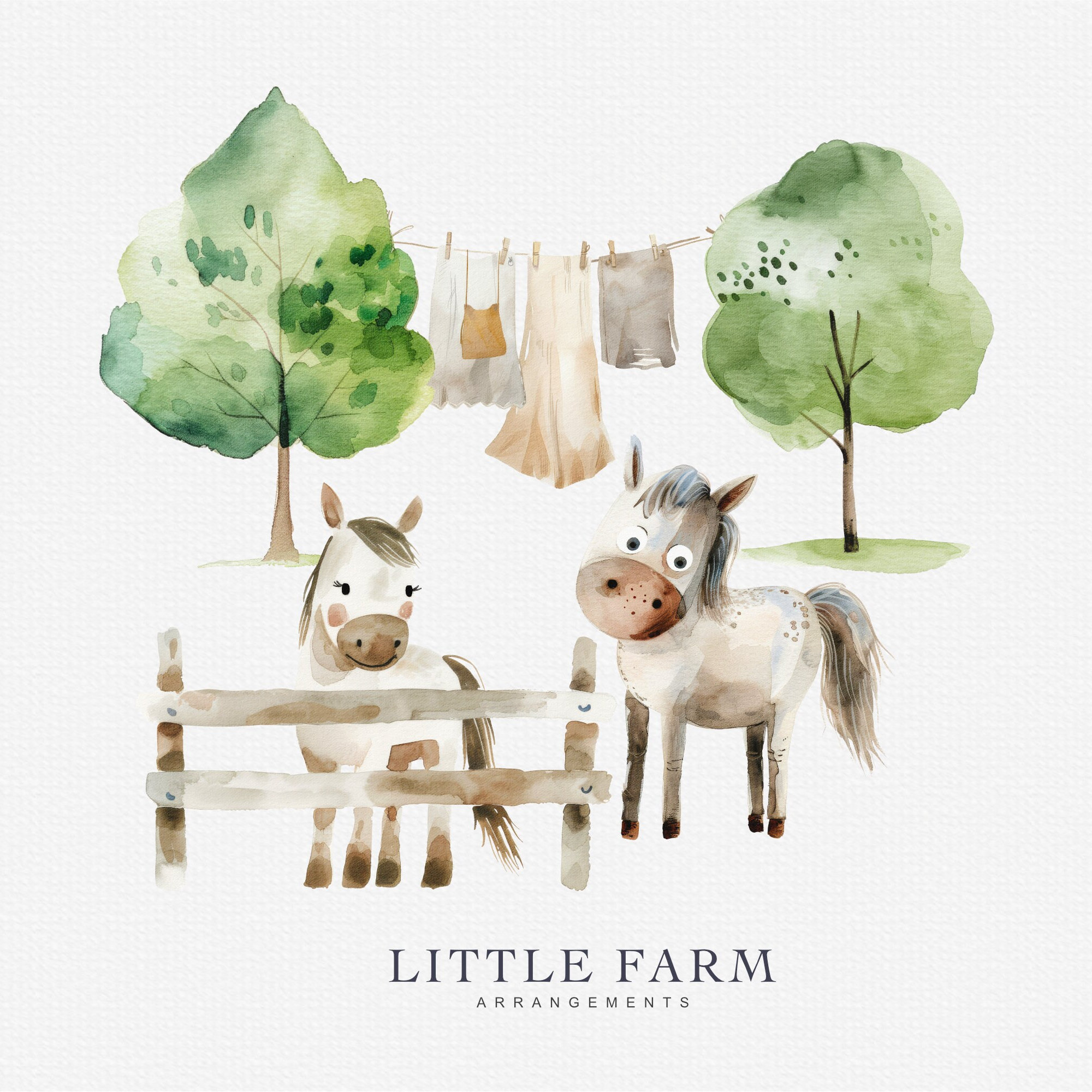 Huge Watercolor Farm Animal Clipart Bundle, Nursery Animals Set With ...