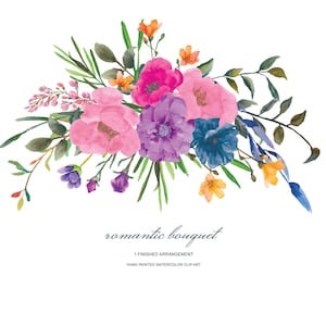 romantisches Bouquet Clipart - Pastell Rosen - Aquarell Blumen Clipart - Handgemalte Pfingstrose - Rosa Blumen Clipart - Hochzeit Clipart - Boho png