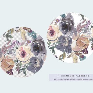 Watercolor Blush Floral Digital Papers, Scrapbook Paper, Seamless Pattern, Wedding Designer Paper, Surface Design, Fabric Design, PNG image 3