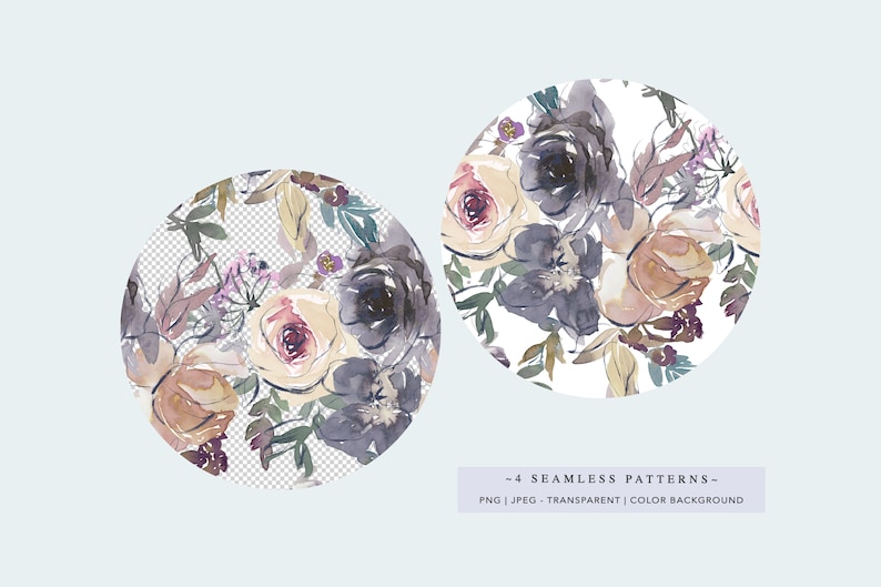 Watercolor Blush Floral Digital Papers, Scrapbook Paper, Seamless Pattern, Wedding Designer Paper, Surface Design, Fabric Design, PNG image 3