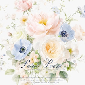 watercolor pastel floral clipart - blush floral clipart - watercolor floral clipart - pastel flower clipart -wedding invitation florals png