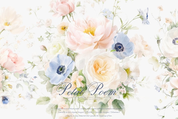 watercolor pastel floral clipart - blush floral clipart - watercolor floral clipart - pastel flower clipart -wedding invitation florals png