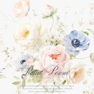 Clipart floral pastel aquarelle - clipart floral blush - clipart floral aquarelle - clipart fleur pastel - faire-part de mariage floral png image 3