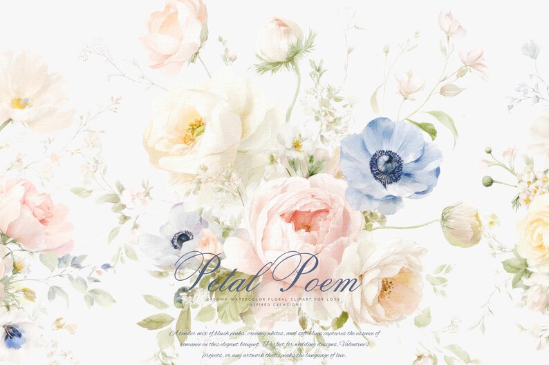 Clipart floral pastel aquarelle - clipart floral blush - clipart floral aquarelle - clipart fleur pastel - faire-part de mariage floral png image 3