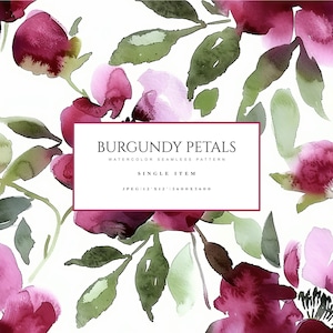 Aquarelle motif pivoine bordeaux - fleurs douces motif répété - rêveur fleurs roses tissu blush floral background jpeg