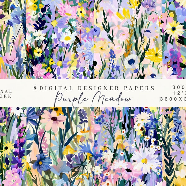 8 neon purple floral seamless patterns - hot violet flowers - preppy summer flower patterns - preppy patterns seamless floral background