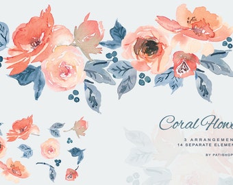 Coral Floral - Etsy