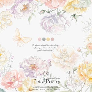 Pastell Blumen - Blumen Clipart - Hochzeitsdeko - Frühlingsstrauß - Aquarell Pfingstrosen - Vintage Blumen - Wand Kunst png