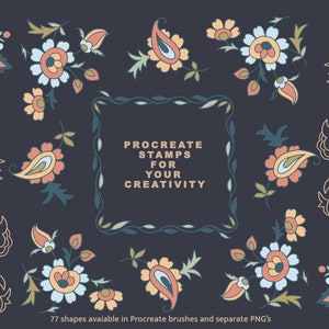 Folk Art Procreate Brushes - Floral Folk Stamps - Botanical Stamps ...