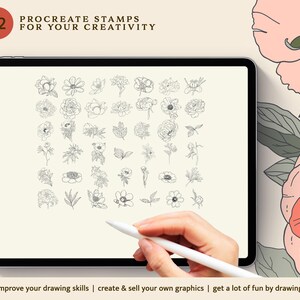 Peony Stamps Procreate Brushes - Floral Stamp - Botanical Stamp ...
