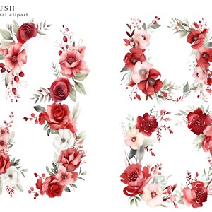 Watercolor Wreaths Red Flowers Clipart Wedding Decor Clipart Summer ...