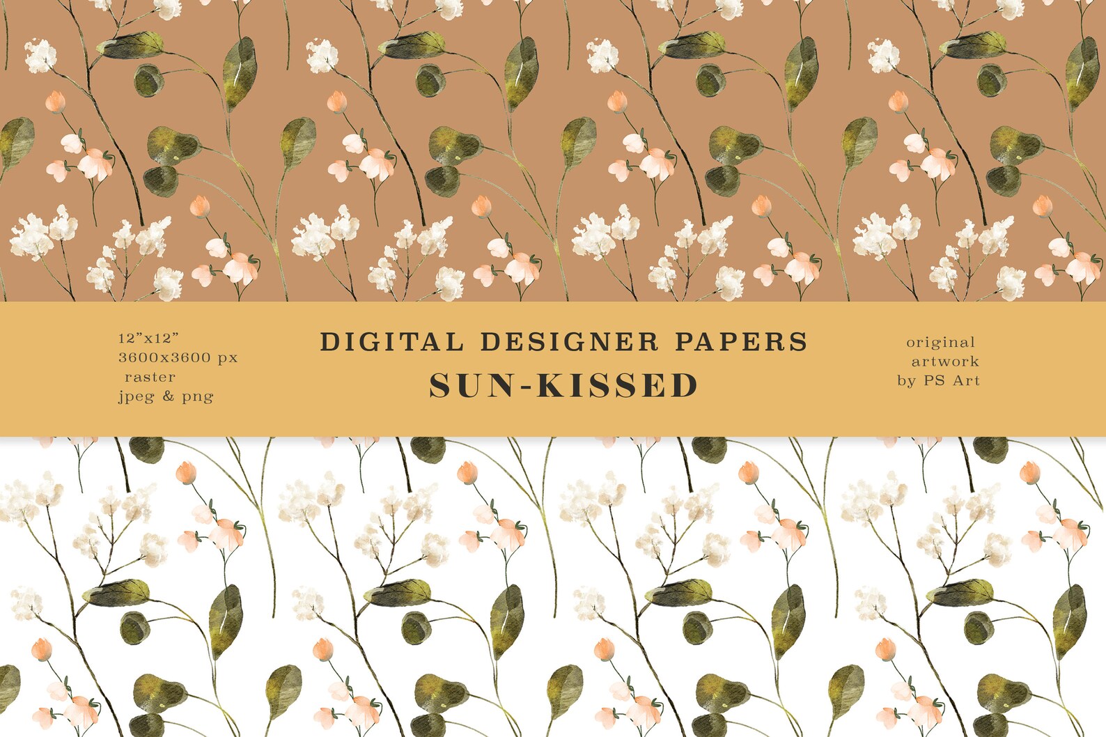 Watercolor Meadow Flowers Digital Papers, Scrapbook Papers, Seamless ...