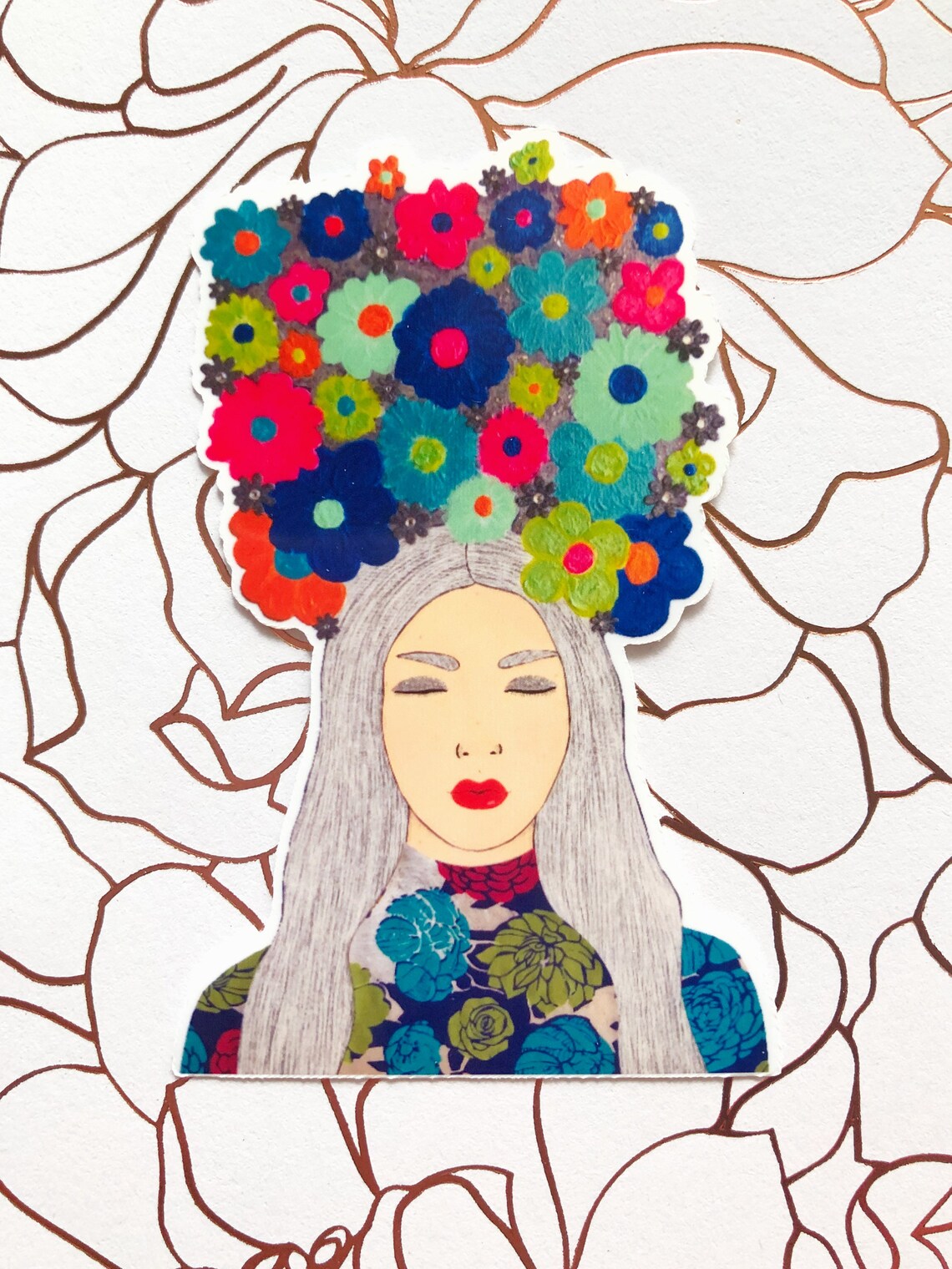 Imagine Flowers Collection Set of 3 Stickers Glossy Vinyl | Etsy