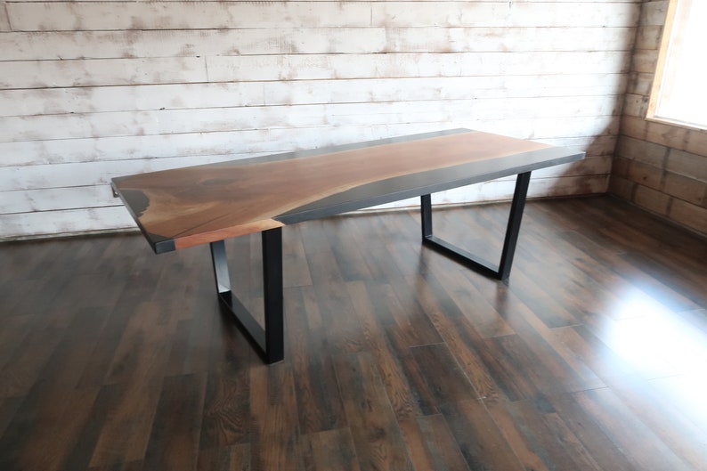 Black Walnut With Black Epoxy Kitchen Table Etsy