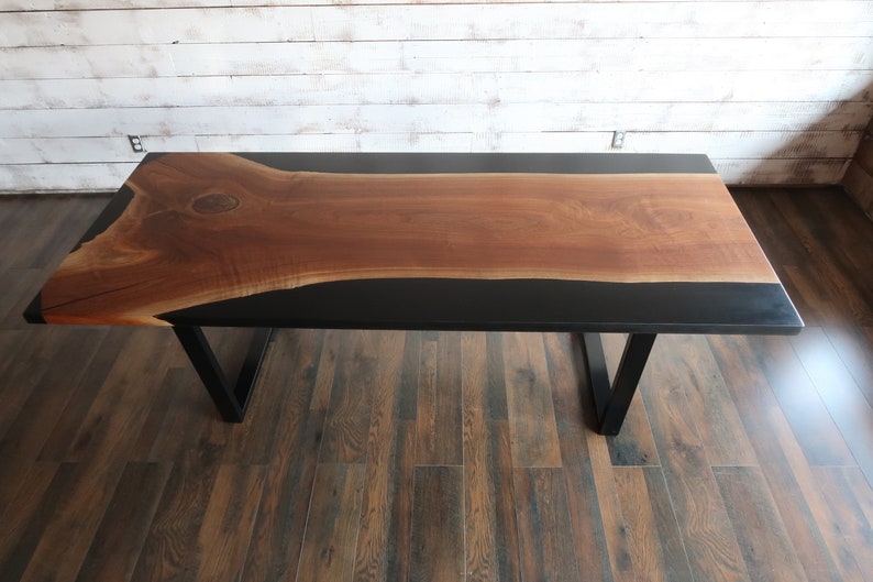 Black Walnut With Black Epoxy Kitchen Table Etsy