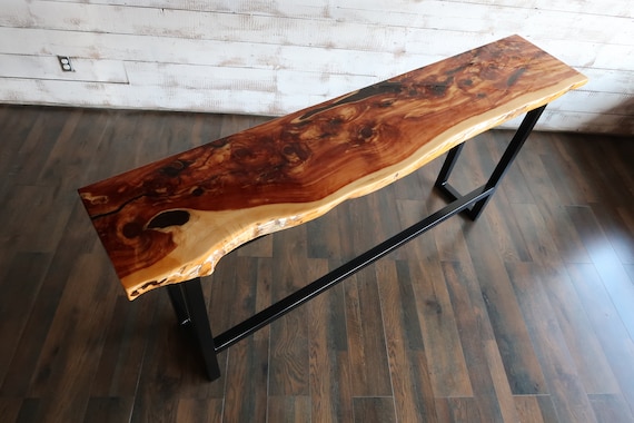 Red Cedar Glossy Epoxy Sofa Table Etsy