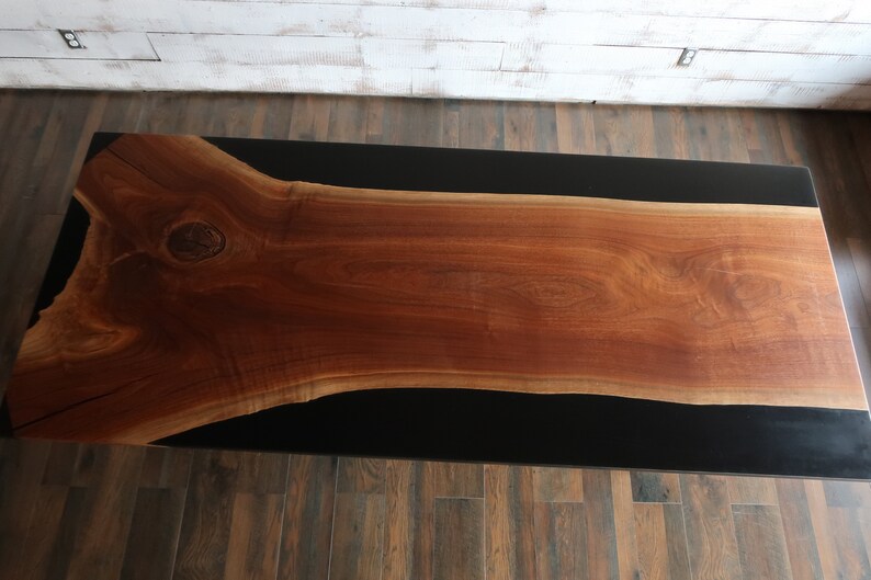 Black Walnut With Black Epoxy Kitchen Table Etsy