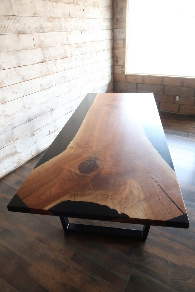 Black Walnut With Black Epoxy Kitchen Table Etsy