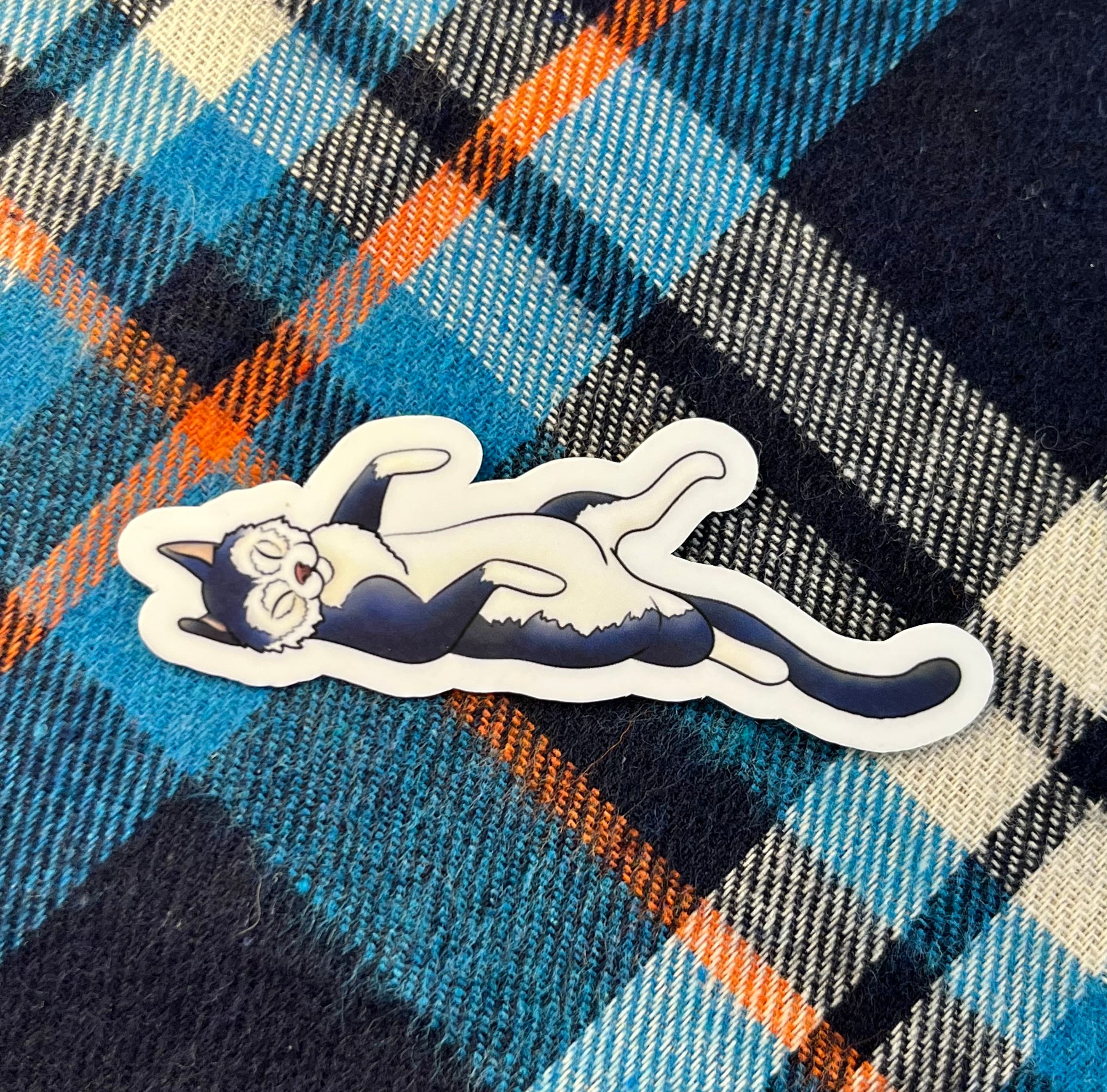 View of Lazy Cat Vinyl Sticker Sleeping Cat Stickers Pet Art - Etsy