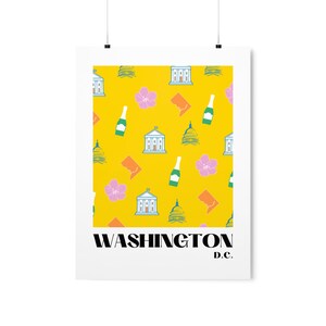 Washington DC Poster Yellow US Capital City Cute Art Print