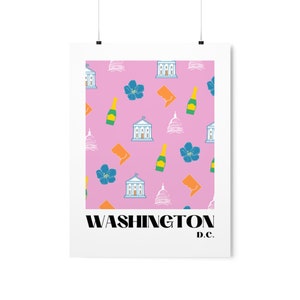 Washington DC Poster Pink US Capital City Cute Art Print