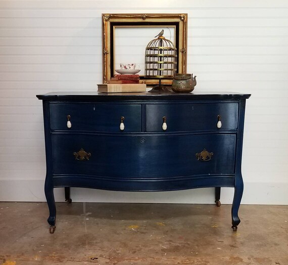 Sold Vintage Three Drawer Serpentine Dresser Sold Etsy