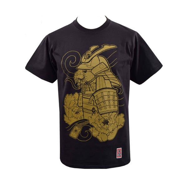 Samurai Asian Otter Mens T-Shirt - Japanese Samurai Armour Helmet -