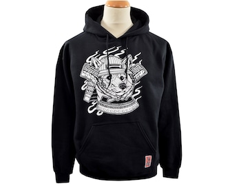 Unisex Shiba Inu Hoodie - Shiba Inu Dog - Samurai Helmet - Japanese Design - Japanese Clothing - Doge