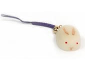 Rabbit Netsuke Strap - Usagi Mochi - Japanese Phone Bag Charm - Bunny - Japanese Wagashi Sweets Fake Food