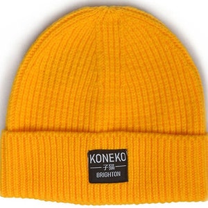 Yellow Trawler fisherman style Chunky knit Beanie