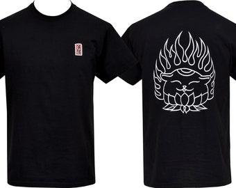 T-shirt Chat Japonais Homme - Houju Hoju Wish Jewel Gem - Lotus - Shinto - Bouddhisme - T-shirt Japonais - Irezumi Tattoo
