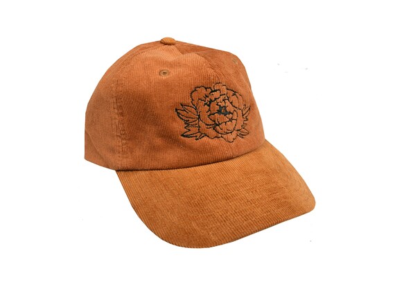 Corduroy Cap Japanese Peony Traditional 