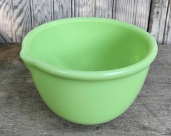 Vintage Jadeite Mixing Bowl: Green Milk Glass Kitchenware