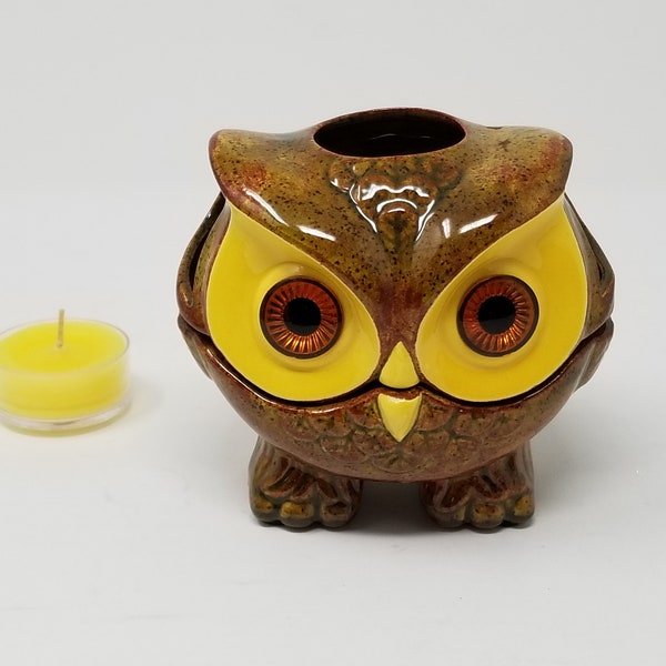 Vintage Ceramic Owl Tea Light Candle Holder ~ LUV Conroe Texas