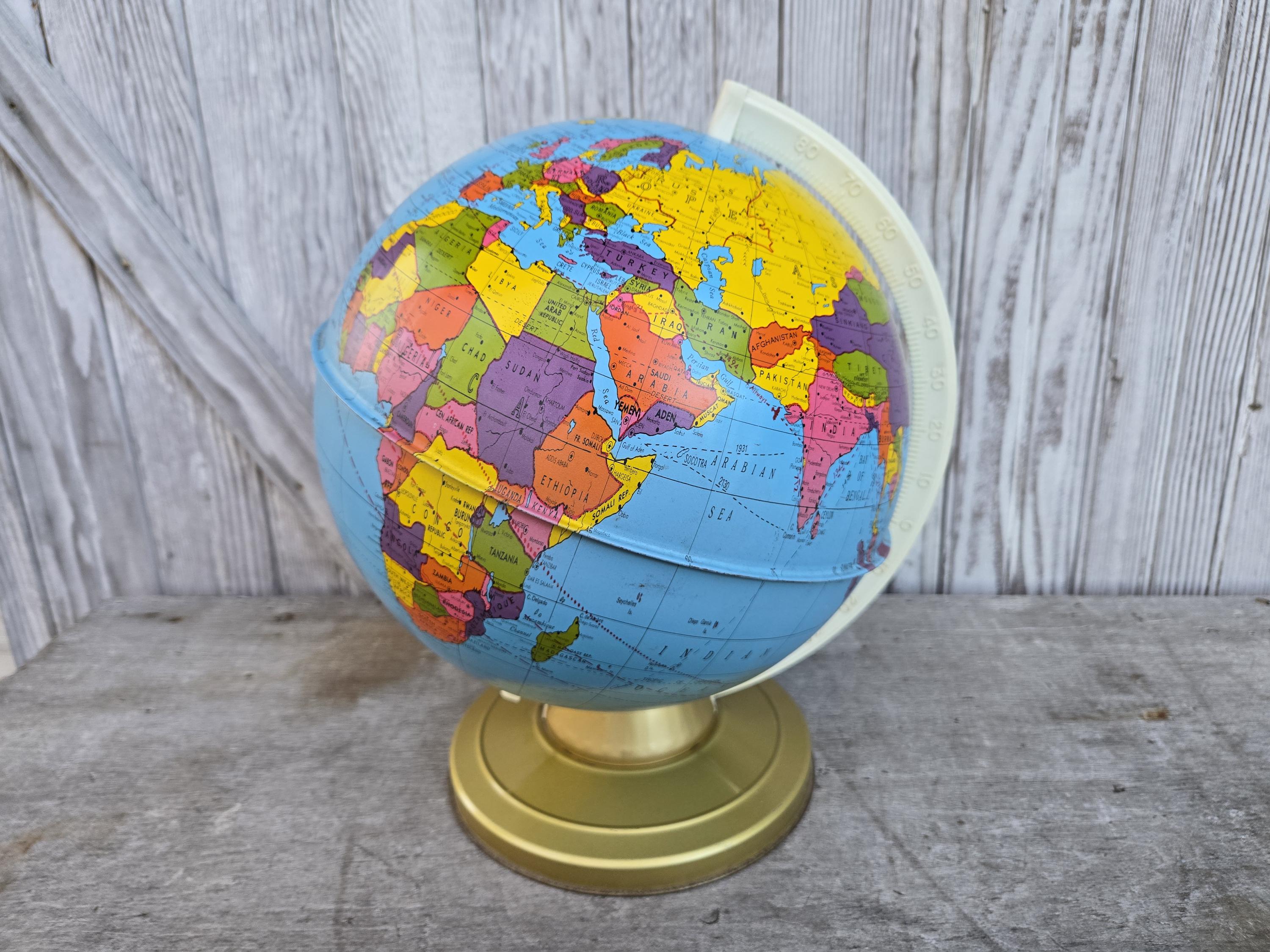 Vintage Ohio Art Metal World Globe: Tin Litho Design - Etsy