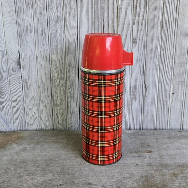 Termo vintage Aladdin Plaid Metal P45 de un cuarto de galón ~ Nashville, Tennessee