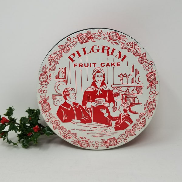 Vintage Pilgrim Fruit Cake Tin ~ Fruit Cake Bakers of America, Inc. Chicago IL